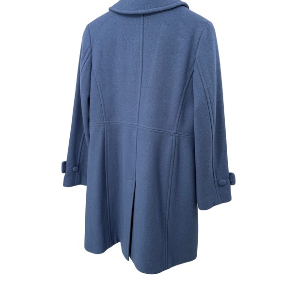 Talbots Italian Wool Blend Coat in Cornflower Blue Herringbone Size 8 - Picture 2 of 8